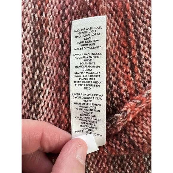 Chicos Size 1 Womens Long Open Cardigan Cotton Acrylic Orange Multi Preowned​ - Picture 7 of 8